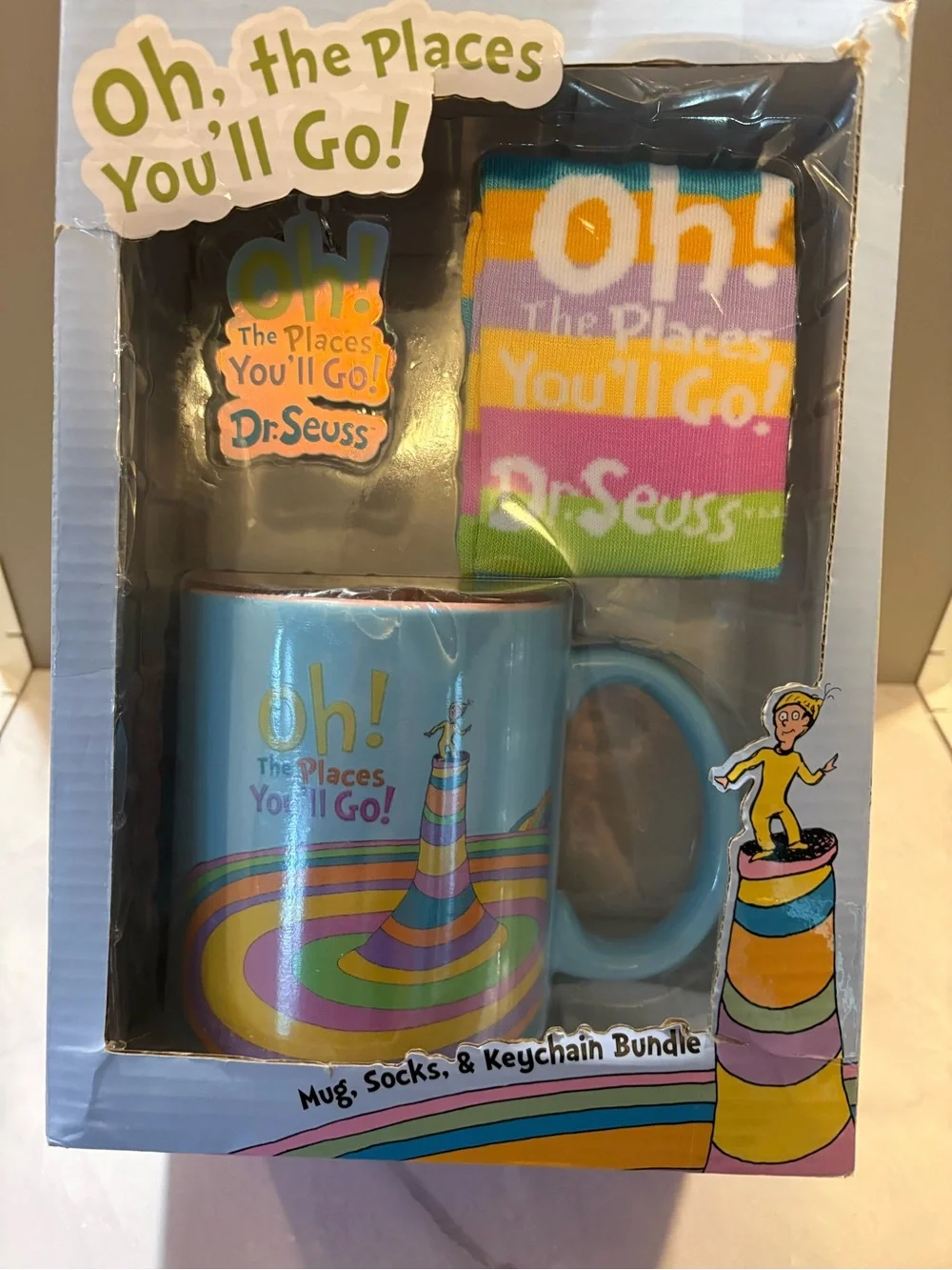 Dr. Seuss Oh, the Places You'll Go! Light Blue Mug & Multicolor Socks Gift Set
